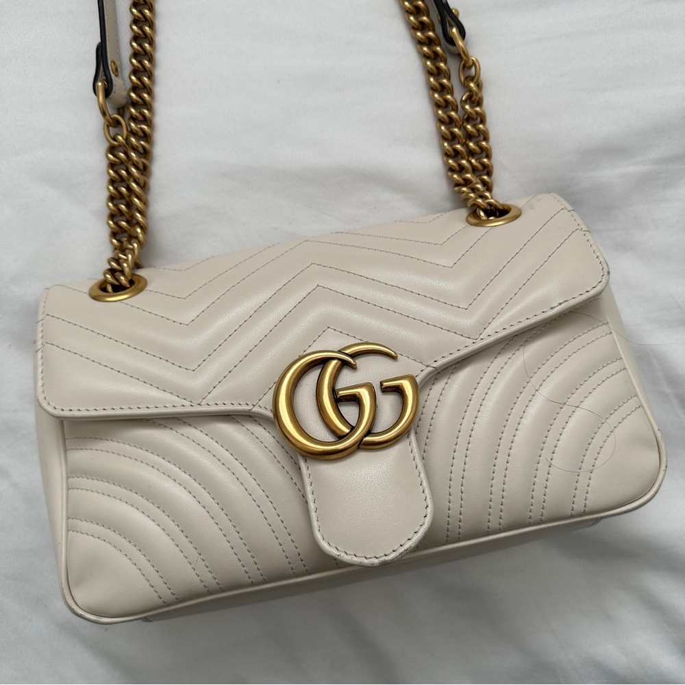 Gucci Cream Quilted Shoulder Bag